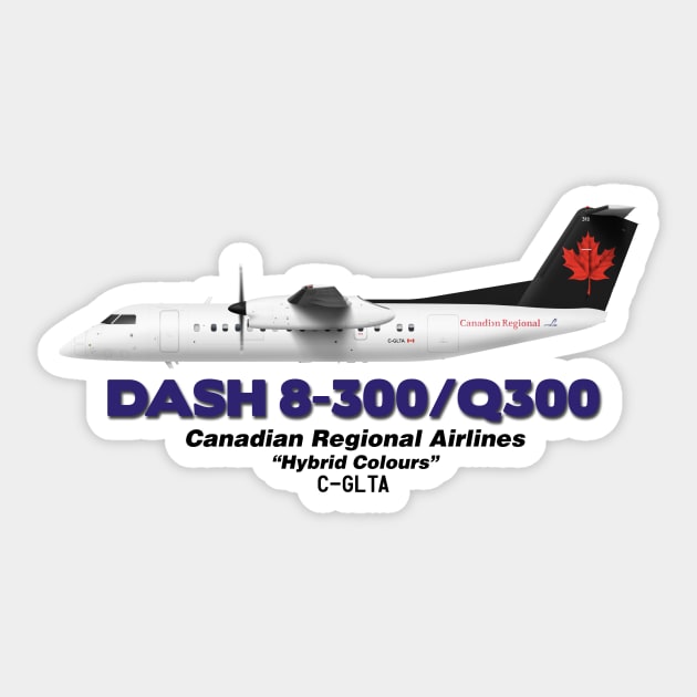 DeHavilland Canada Dash 8-300/Q300 - Canadian Regional Airlines "Hybrid Colours" Sticker by TheArtofFlying